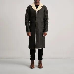 Kolby Tumbled Brown Shearling Long Coat