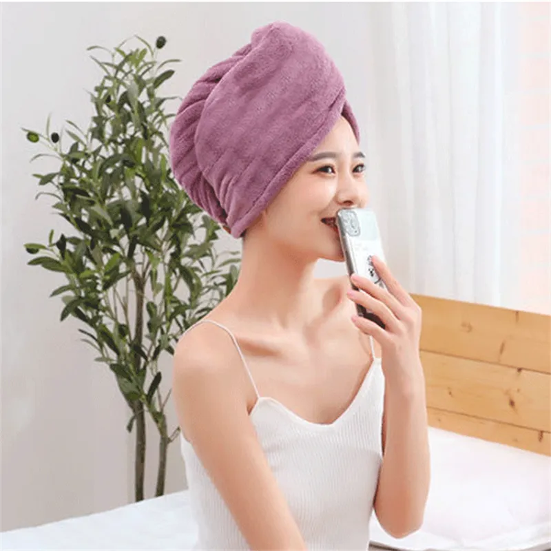 Soft Microfiber Girls Hair Towel Super Absorbent Quick Drying Magic Shower Cap for Women Bathroom Hair Turban Twist Head Wrap